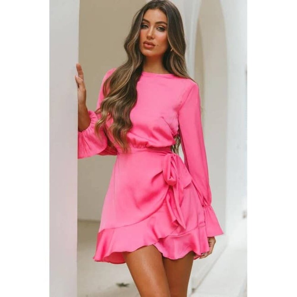 The Elle Wrap Ruffle Dress